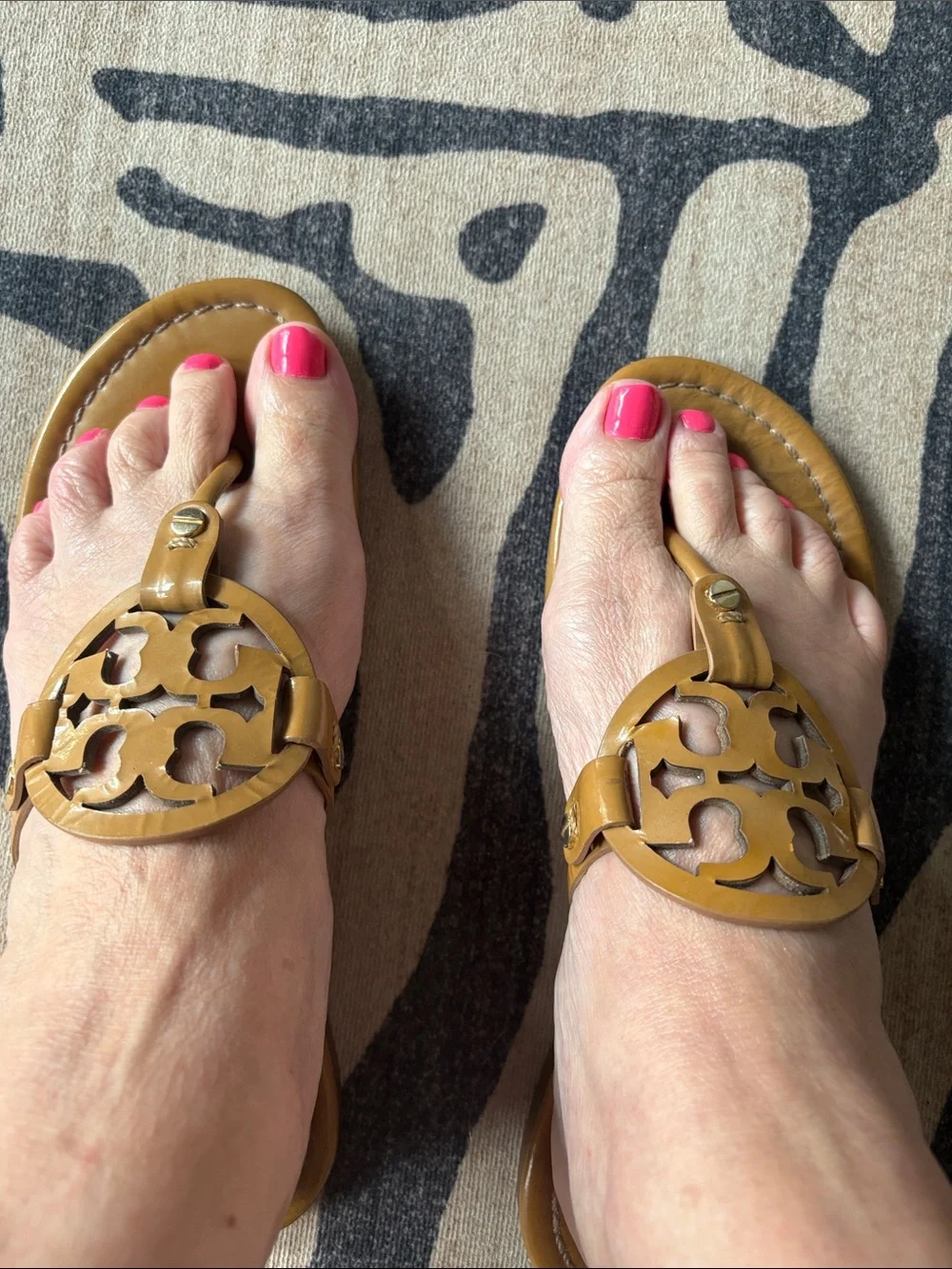 Tory Burch Miller sandals tan color cachets Patent Leather FAIR 7